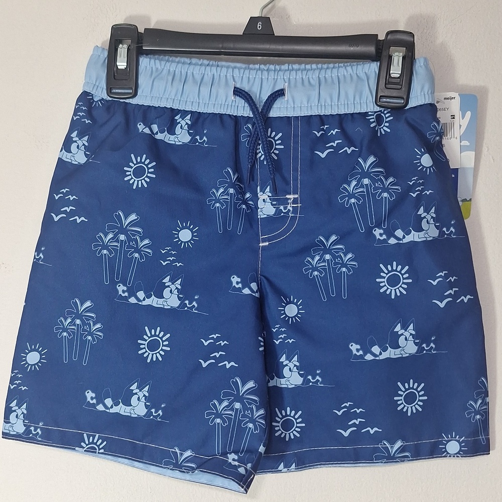 Kids Bluey Cartoon Swim Trunks Shorts Summer